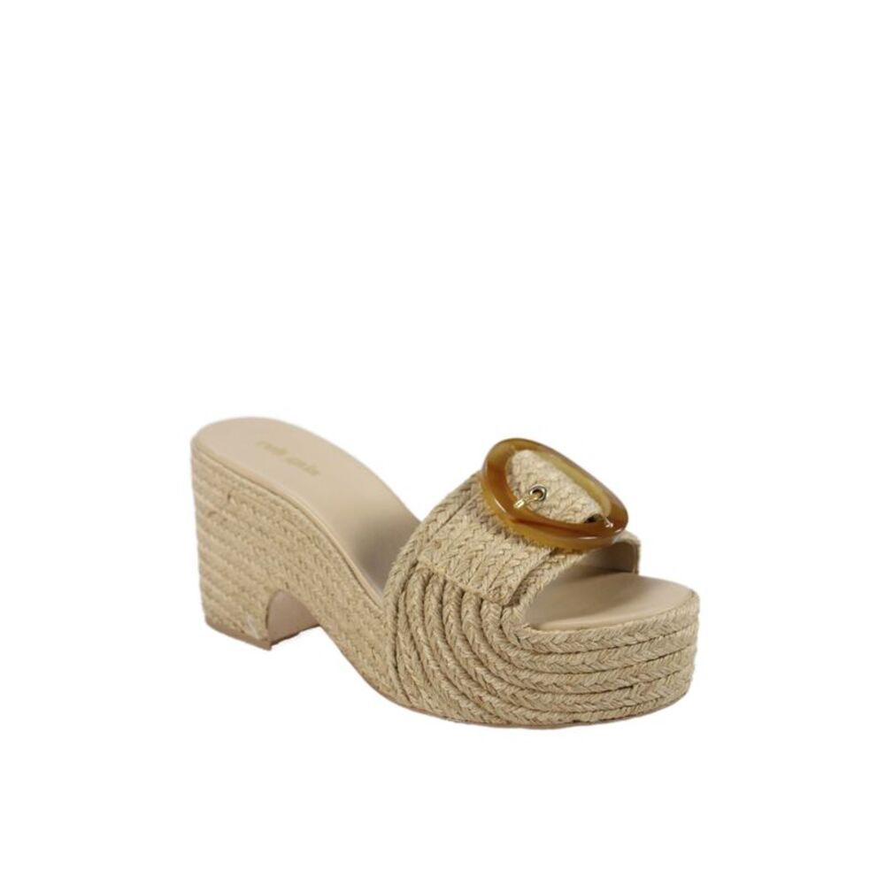 Cult Gaia Womens Block Heel Platform Raffia Slide Sandals Brown Size 39